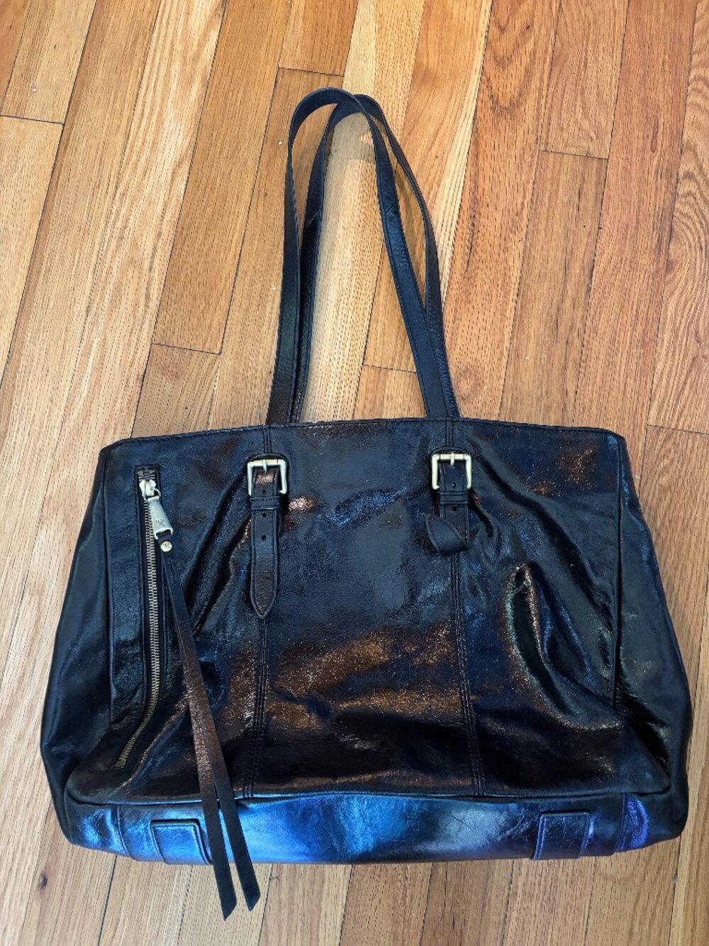 HOBO Glossy Leather Satchel,